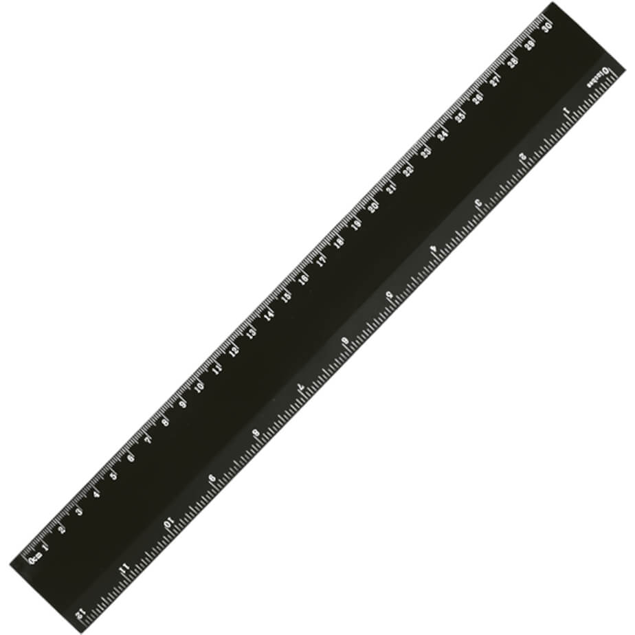 30cm Plastic Ruler Black